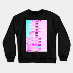 Apartment Building Trippy Vaporwave Glitch Art Crewneck Sweatshirt